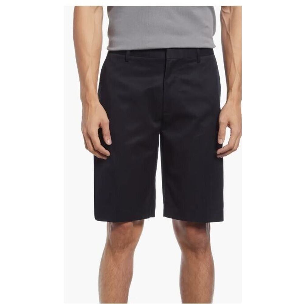 Nordstrom Mens Shop Non-Iron Stretch Athletic Fit Cotton Shorts in Black 38 $60